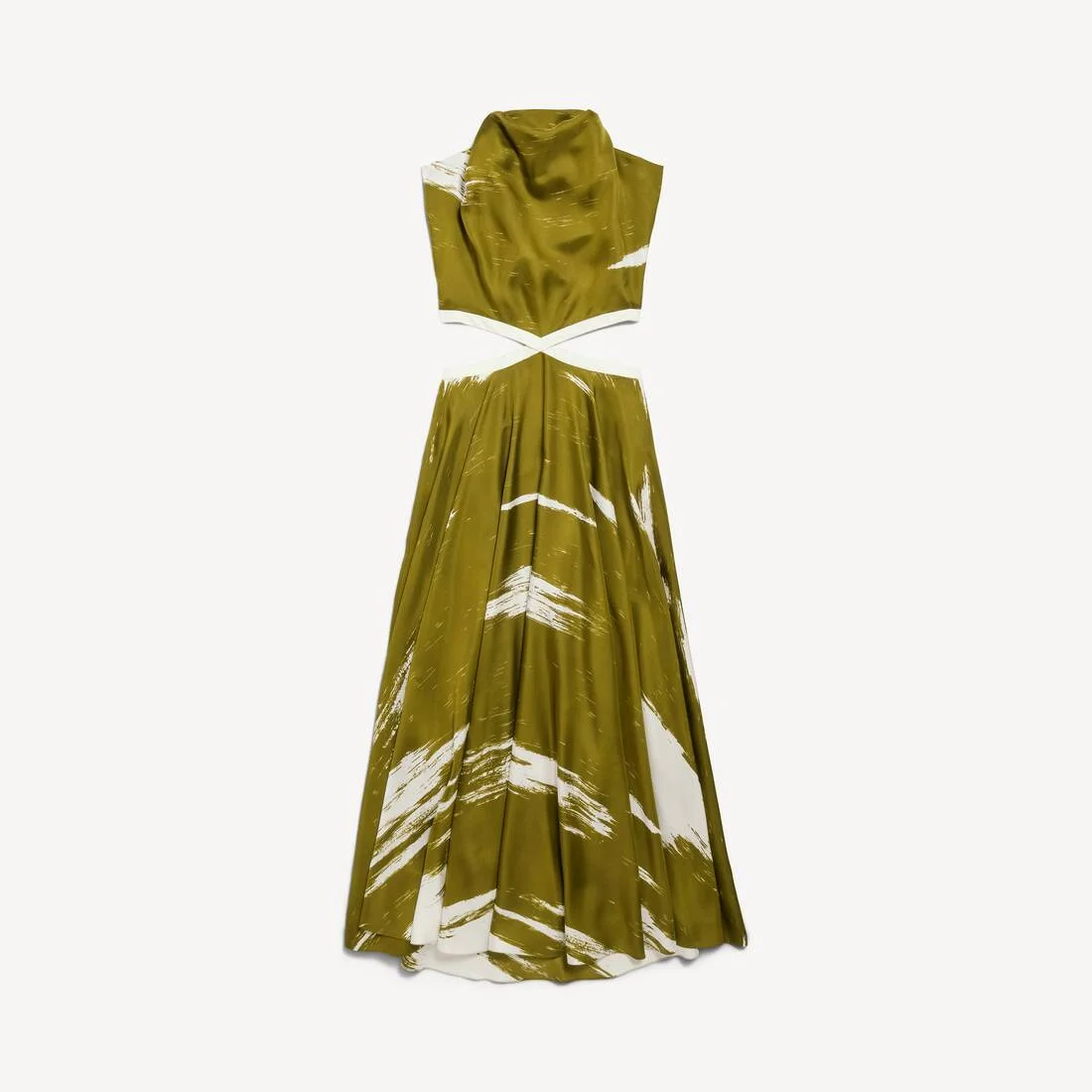 Women's Brush Scratch Cut-out Dress in Khaki - 1