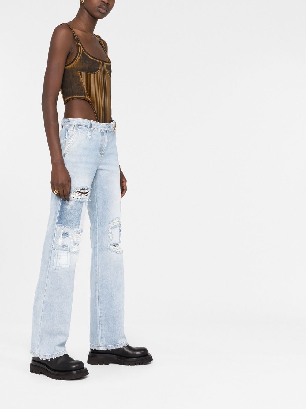 ripped straight-leg jeans - 5