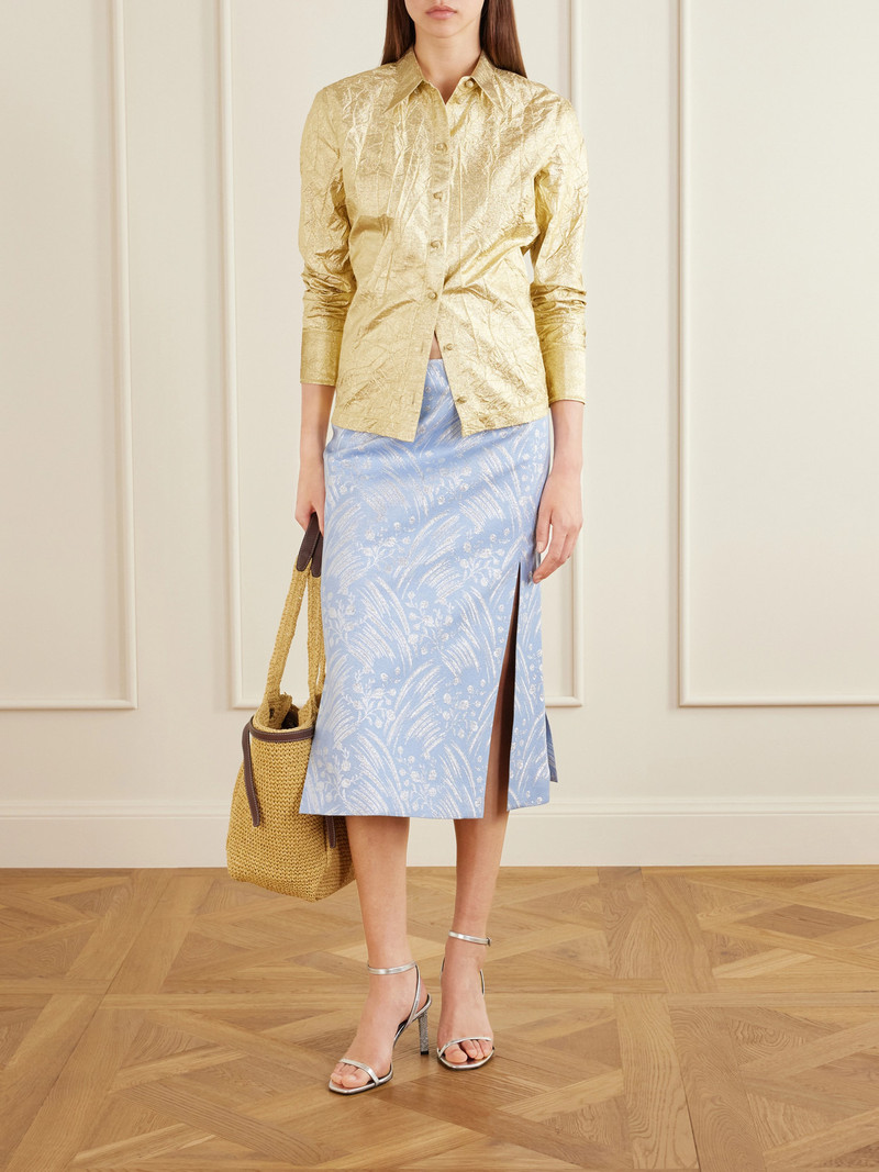 TORY BURCH Metallic Jacquard-knit Midi Skirt outlook
