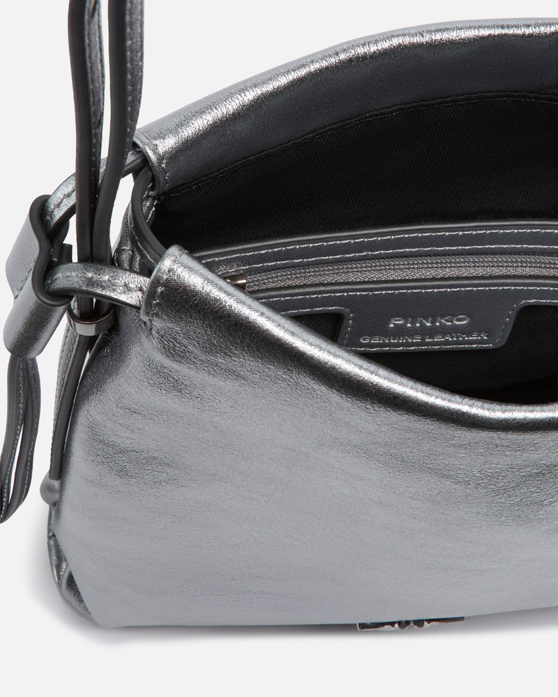 MINI SLOUCHY BAG SHOULDER BAG IN LAMINATED SUEDE WITH LOVE BIRDS LOGO 4