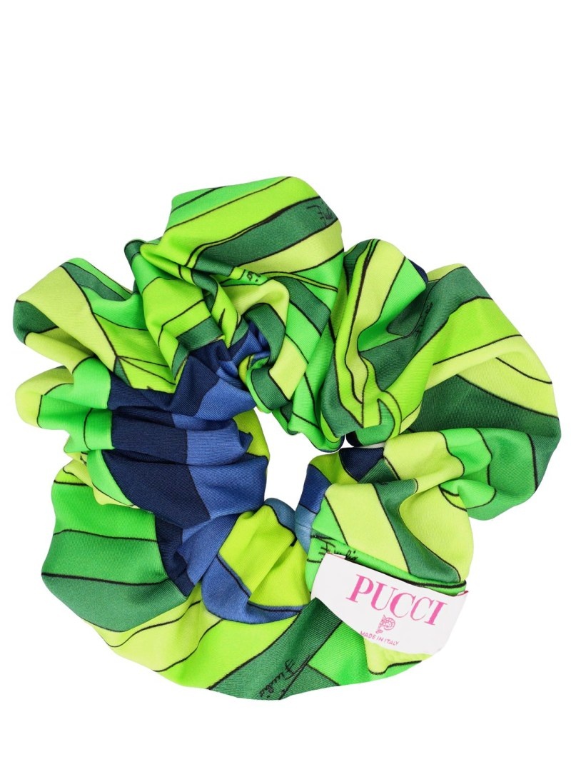 Medium printed silk twill hair scrunchie - 1