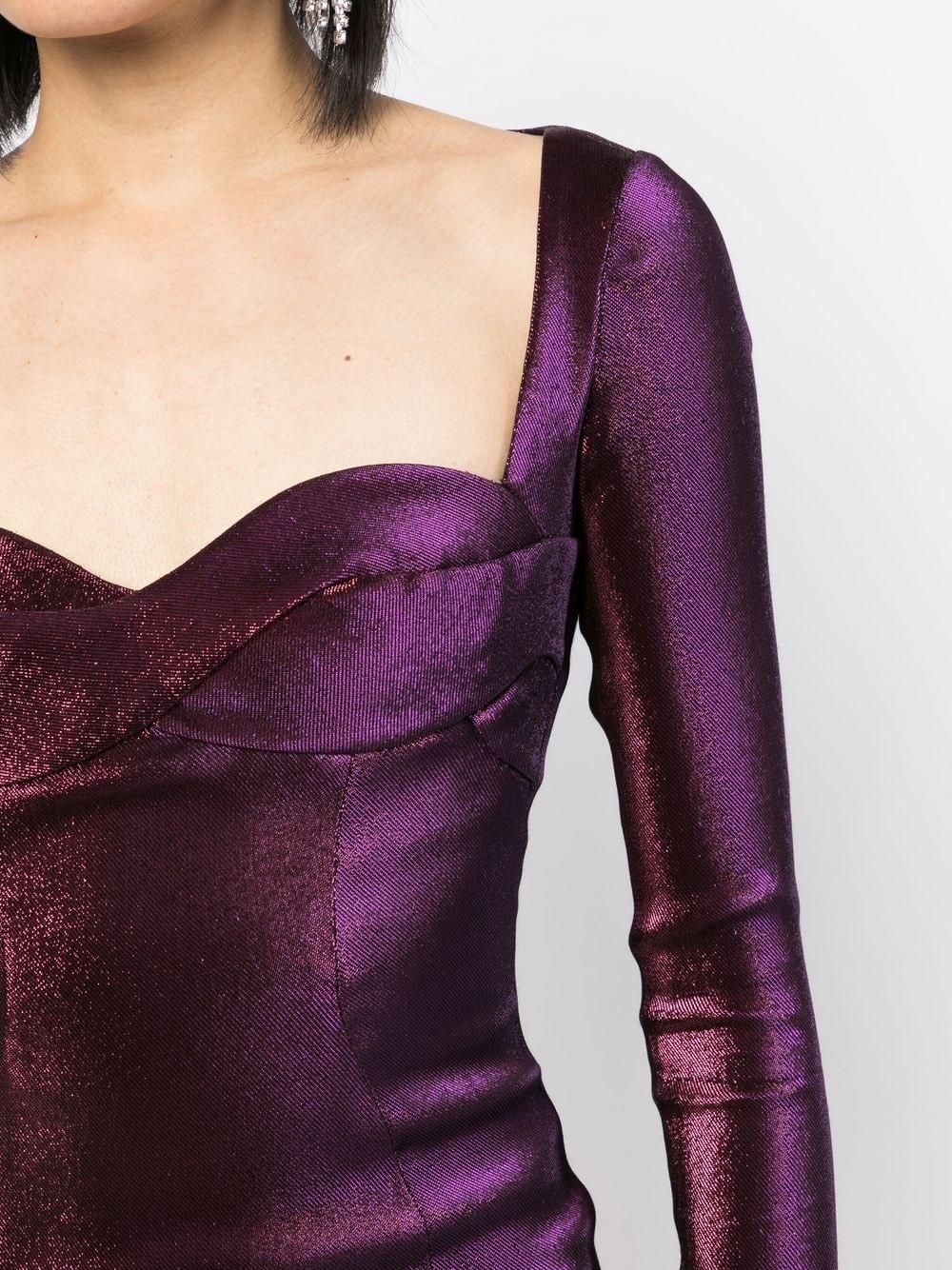 satin long-sleeved maxi dress - 5