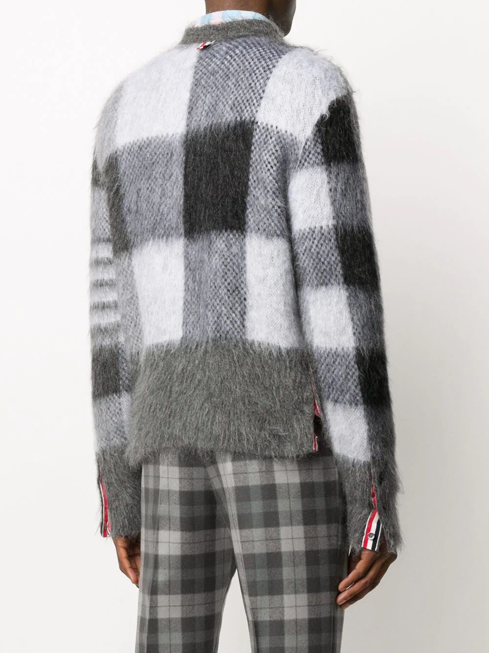 jacquard crew neck checkered jumper - 4