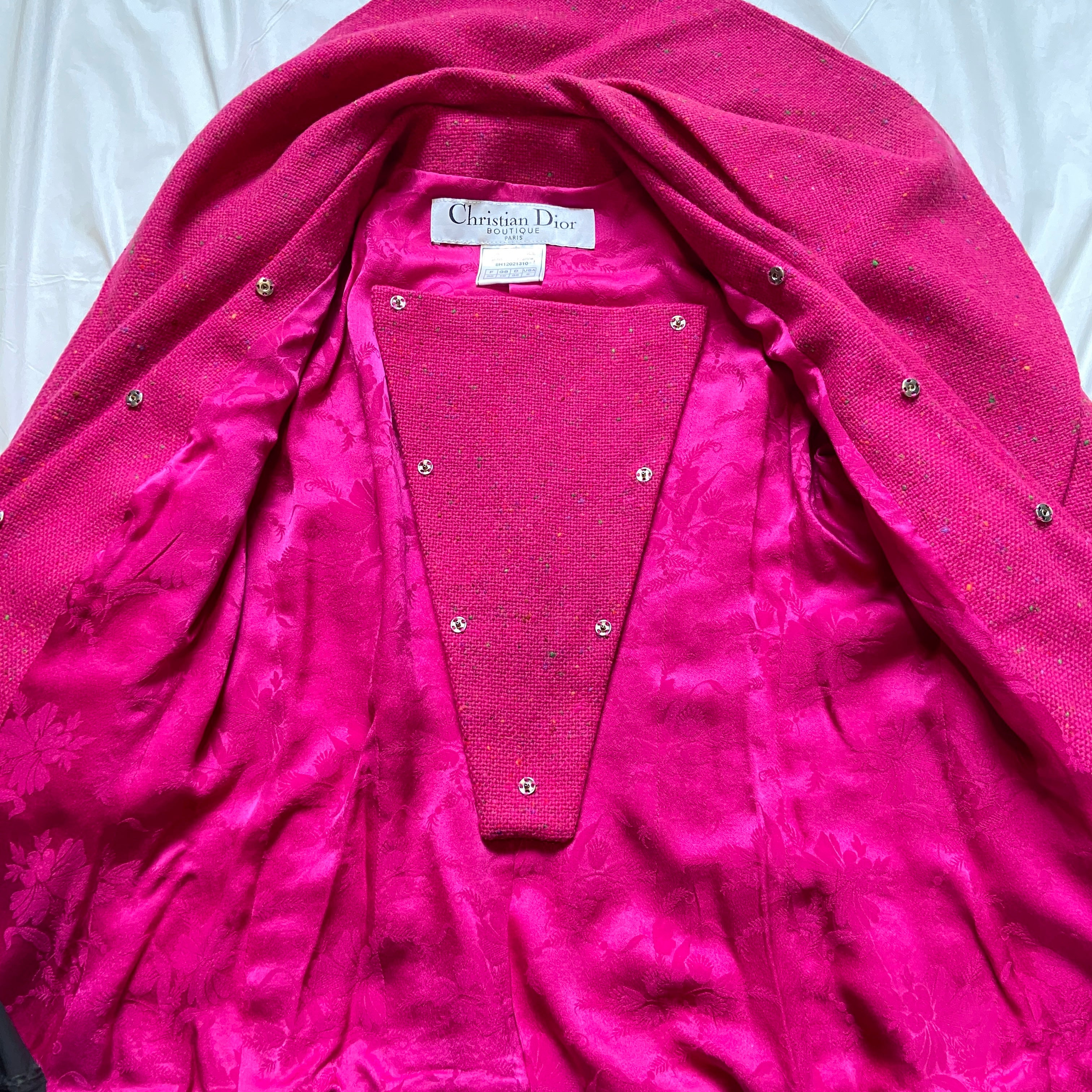 Dior fw1998 galliano pink sprinkle wool blazer coat bar jacket - 21