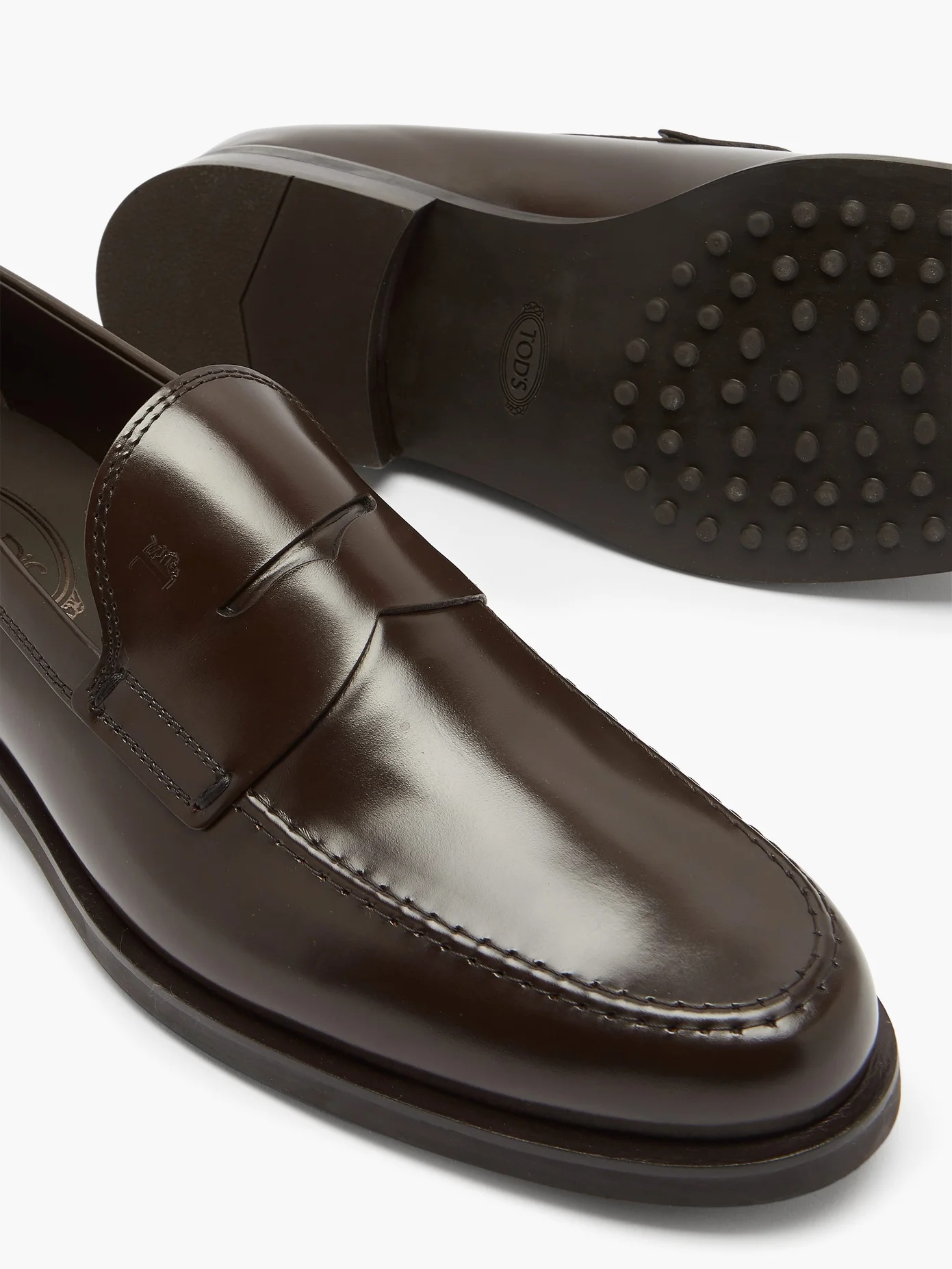 Logo-debossed leather penny loafers - 6