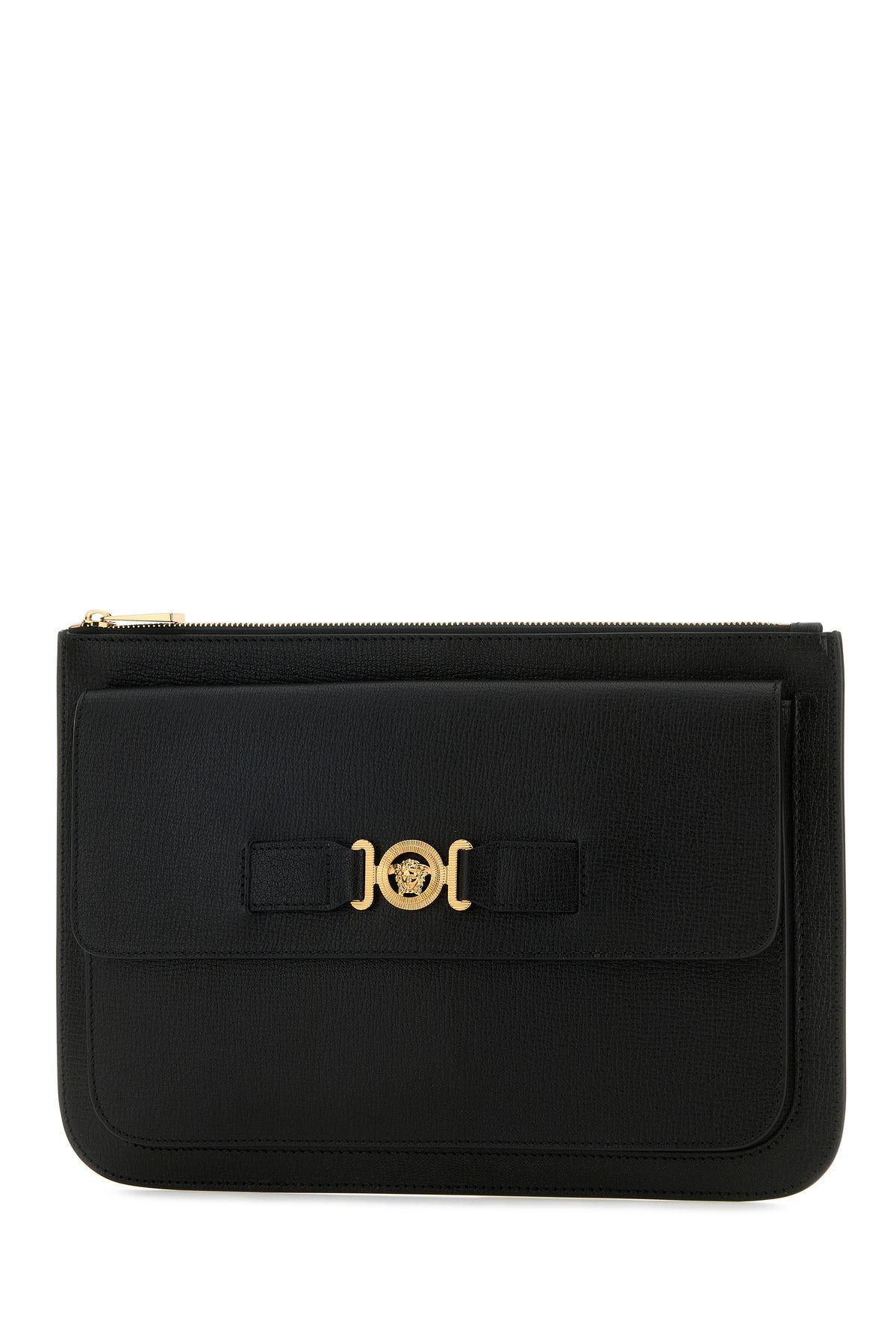 Black leather large Medusa Biggie clutch - 2