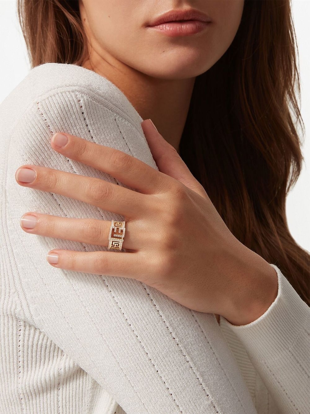 18kt yellow gold Labyrinth frieze pave diamond ring - 2