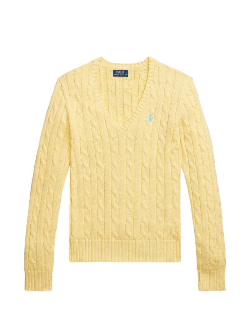 cable-knit V-neck jumper 1