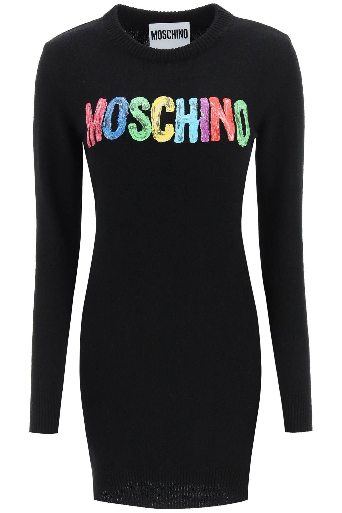 MULTICOLOR MOSCHINO PRINT MINI DRESS - 1