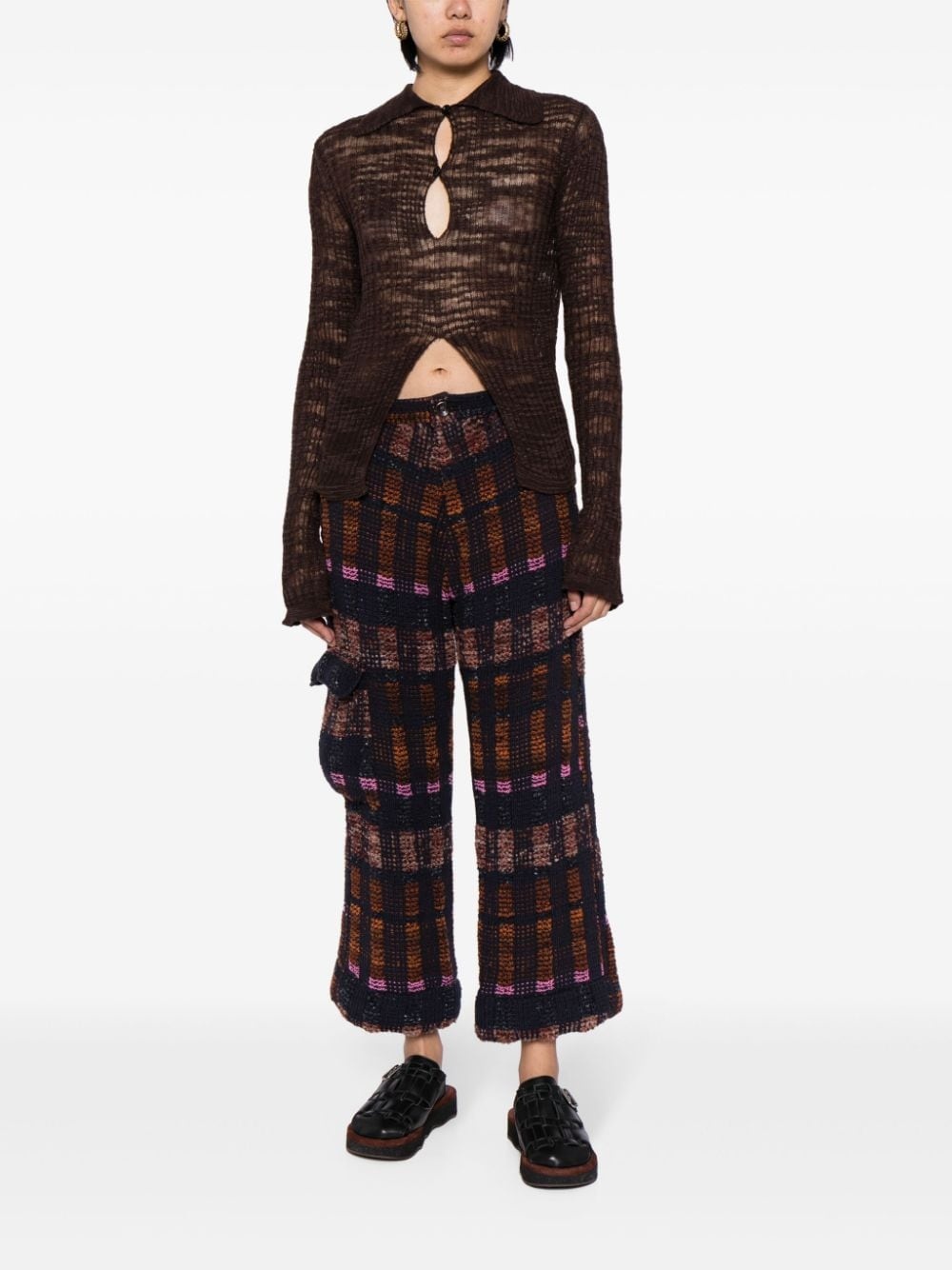 warp-knit cropped cargo pants - 3