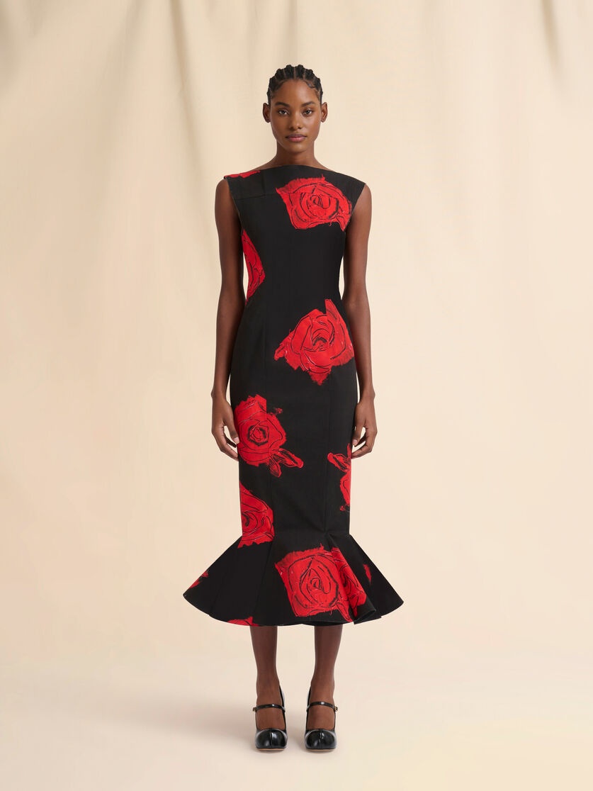 BLACK POPLIN DRESS WITH JUNO PRINT - 2