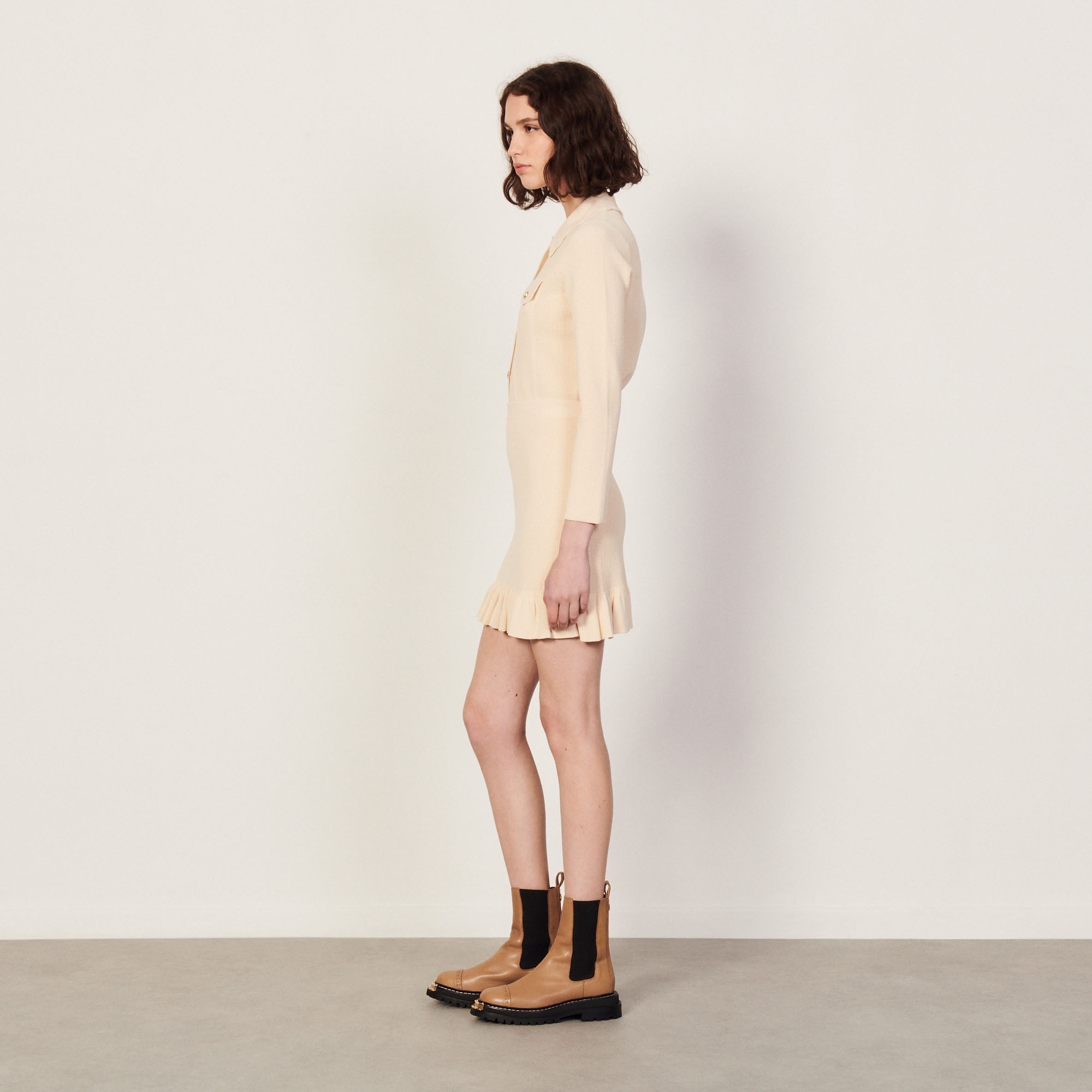 Short waffle knit skirt - 3
