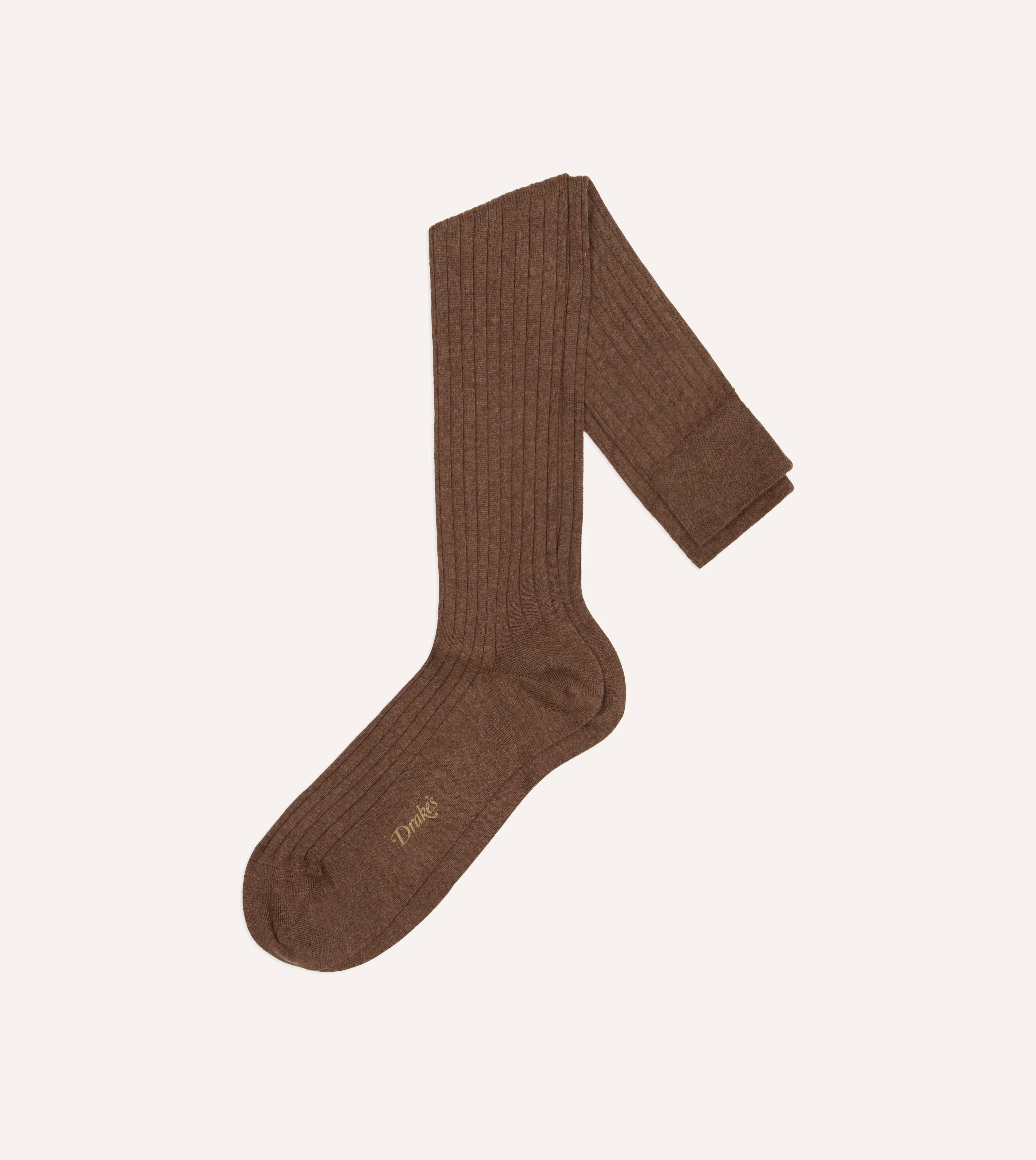 Brown Cotton Over-the-Calf Socks - 1