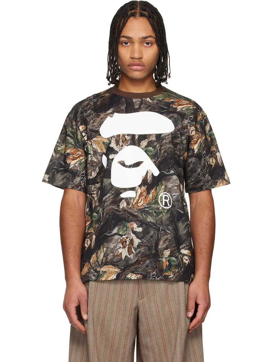 Khaki Tree Edge Camo Ape Face Relaxed T-shirt - 1