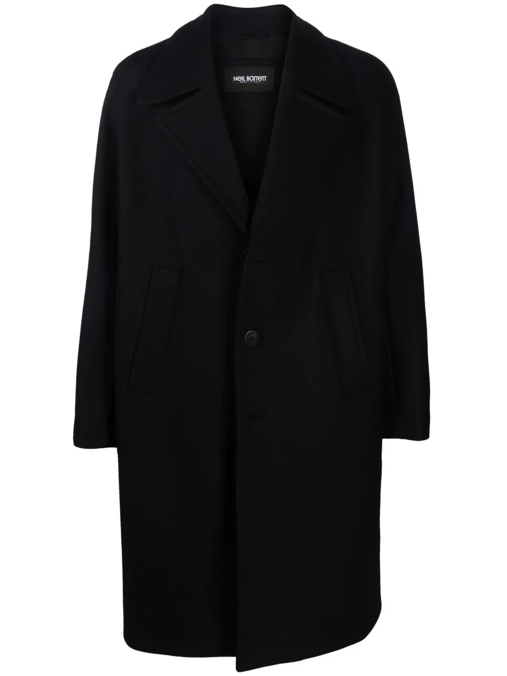 logo-button single-breasted mid-length coat - 1