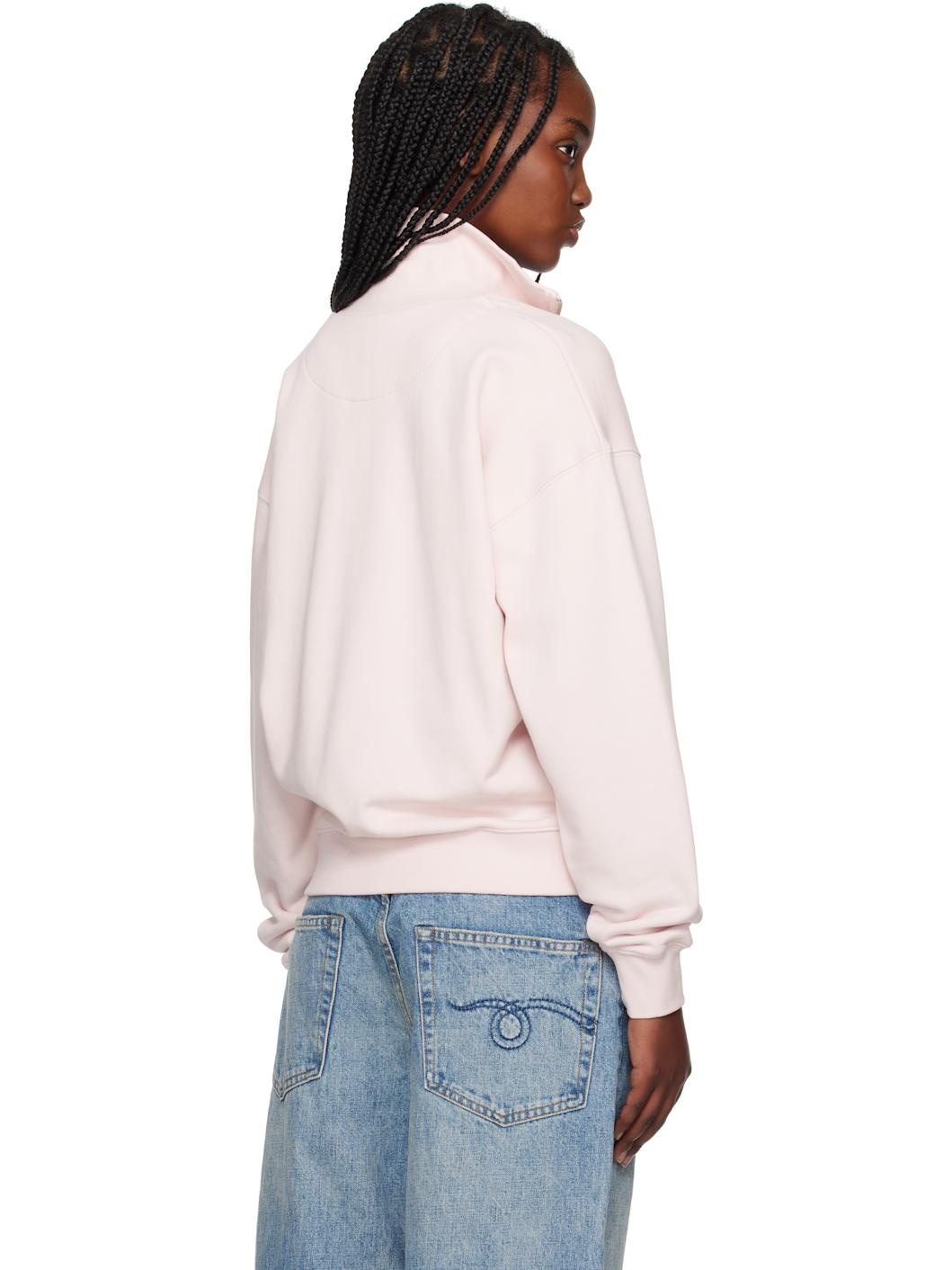 Pink Baby Fox Patch Half Zip Sweatshirt - 3