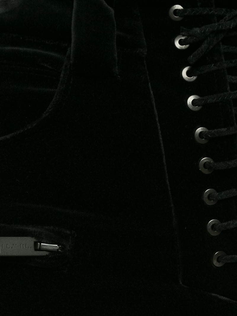 velvet cropped lace-up trousers 5