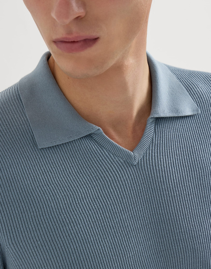 Cotton English rib knit polo 4
