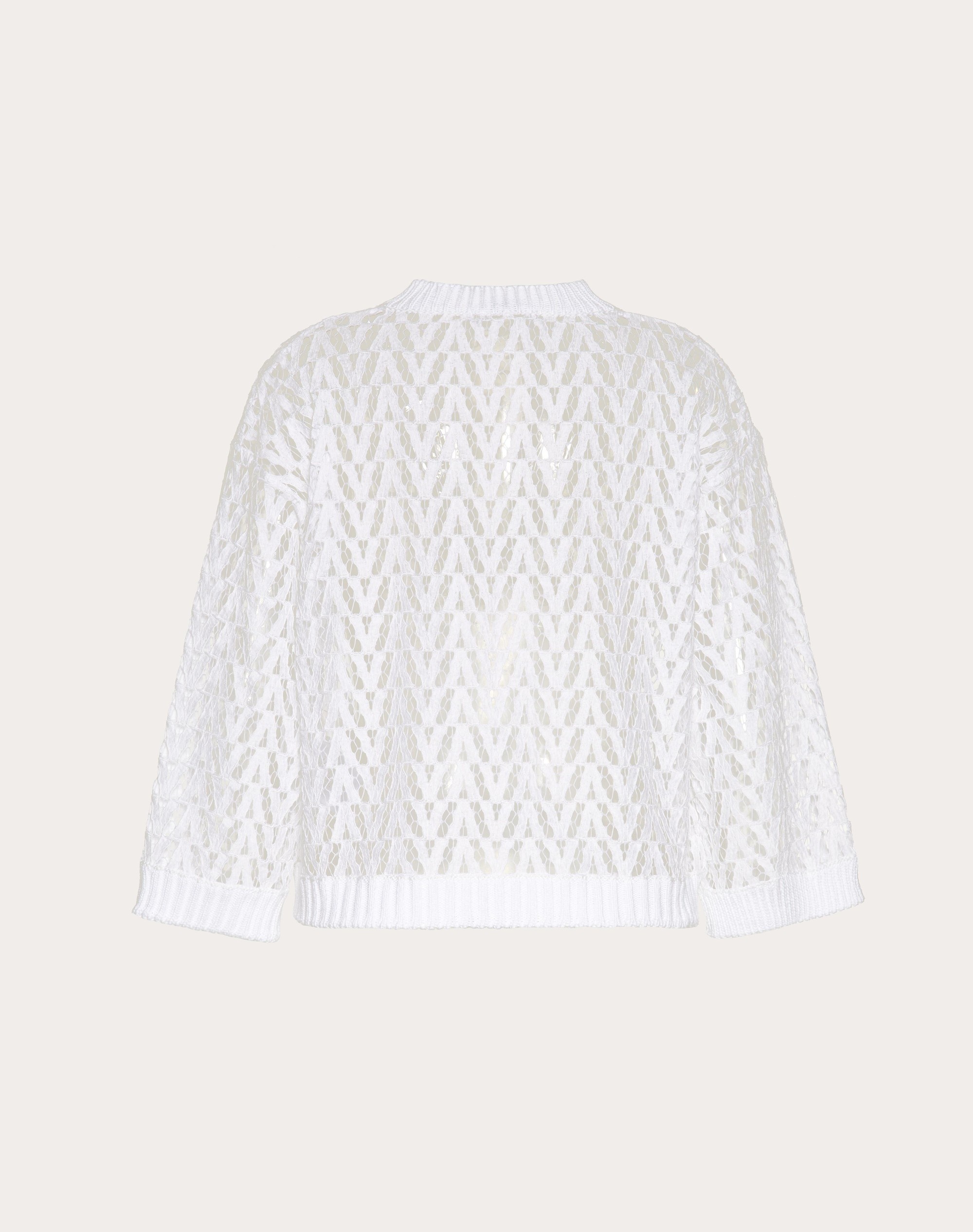 COTTON AND HEAVY LACE OPTICAL VALENTINO PULLOVER - 2