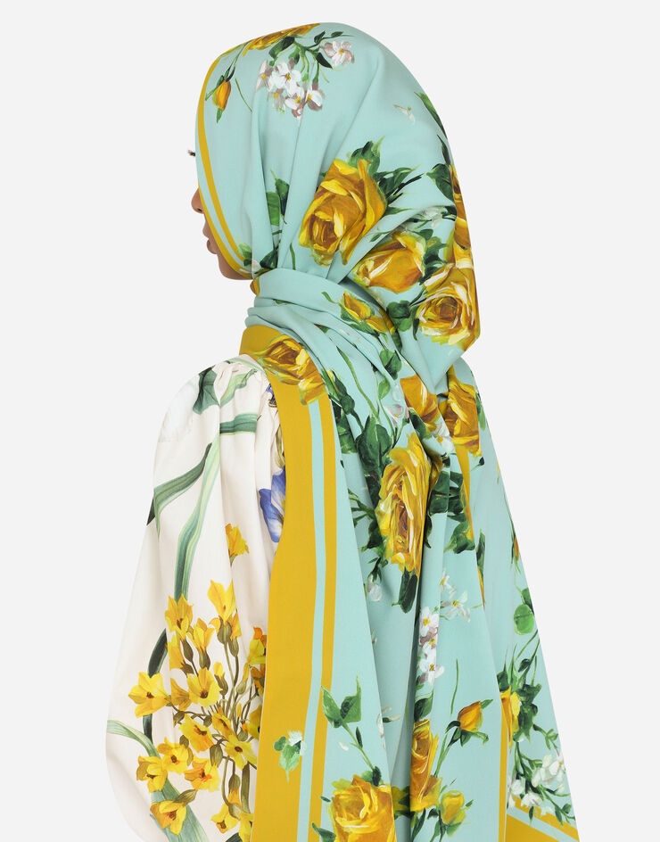 Rose-print charmeuse hijab - 2