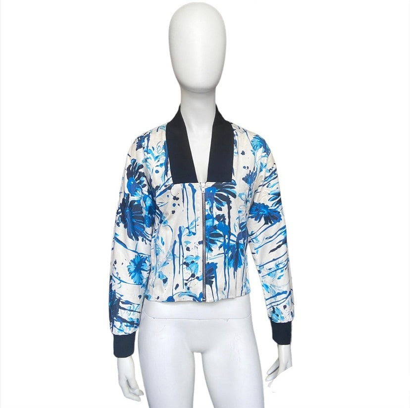 Jean paul Gaultier ss15 blue floral paint jacket 40 - 1