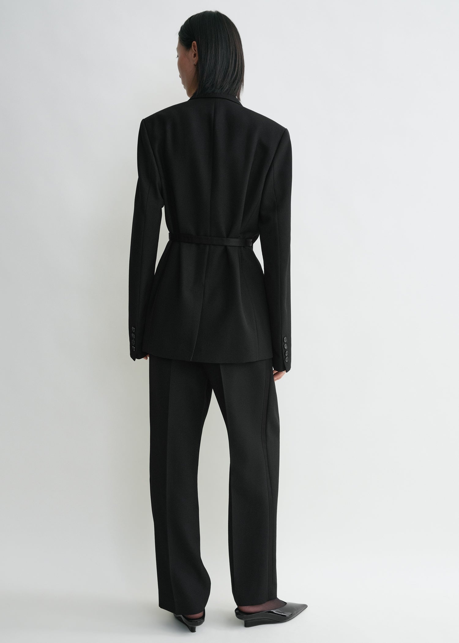 Satin-lapel wrap blazer black - 4