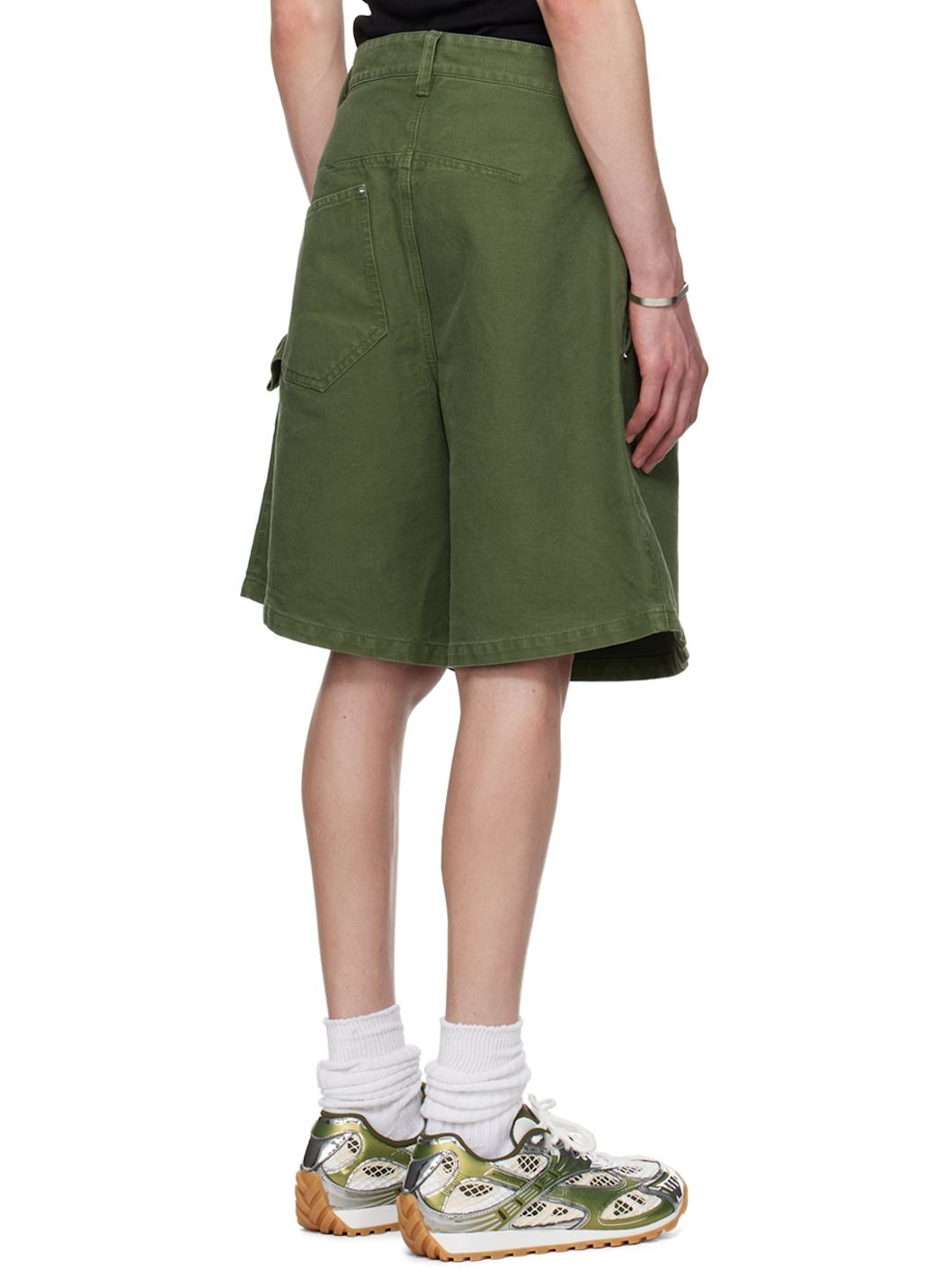 Green Twisted Workwear Shorts - 3