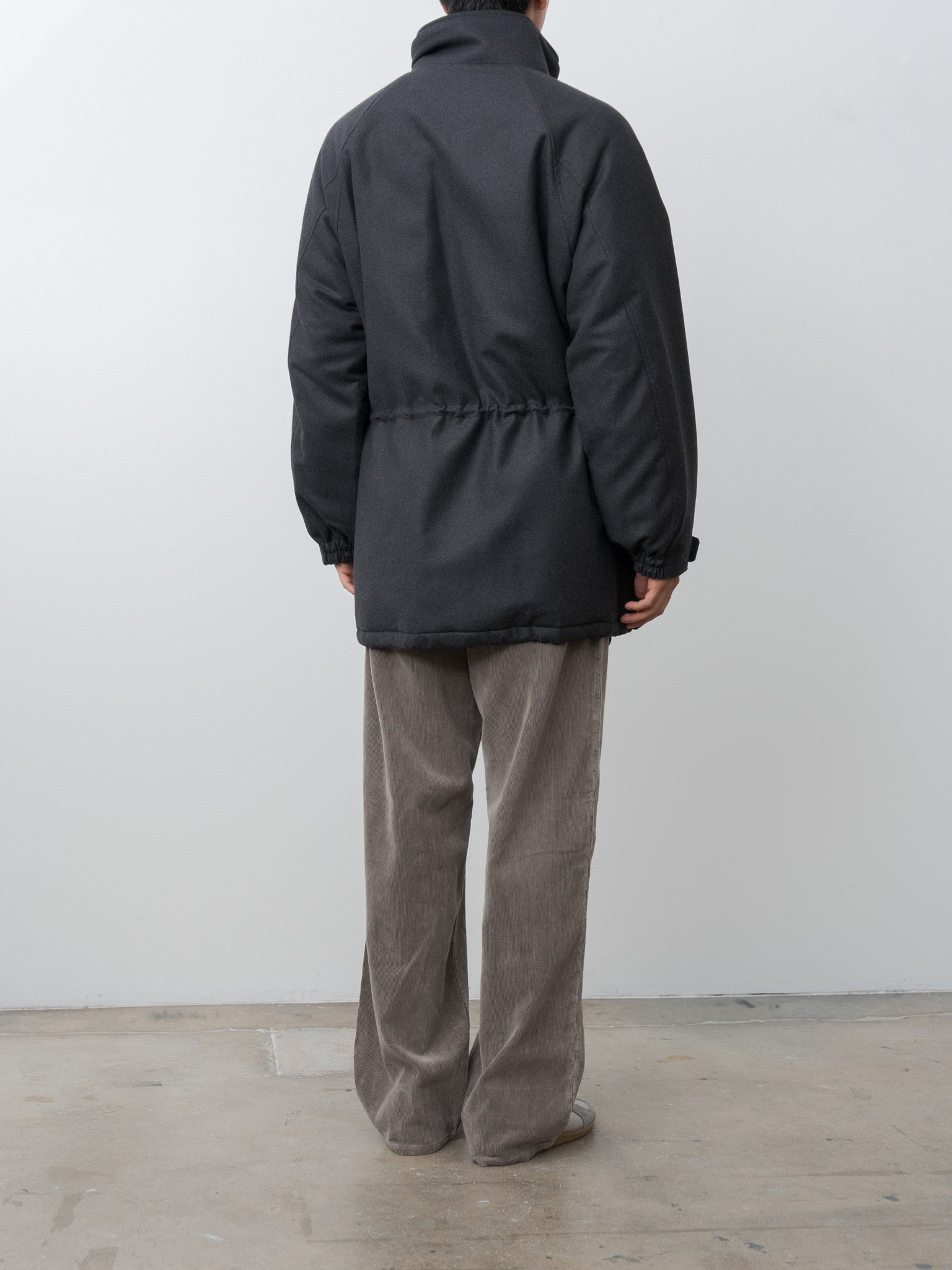 Wool Fulling Flannel Padded Over Blouson - Top Charcoal - 7