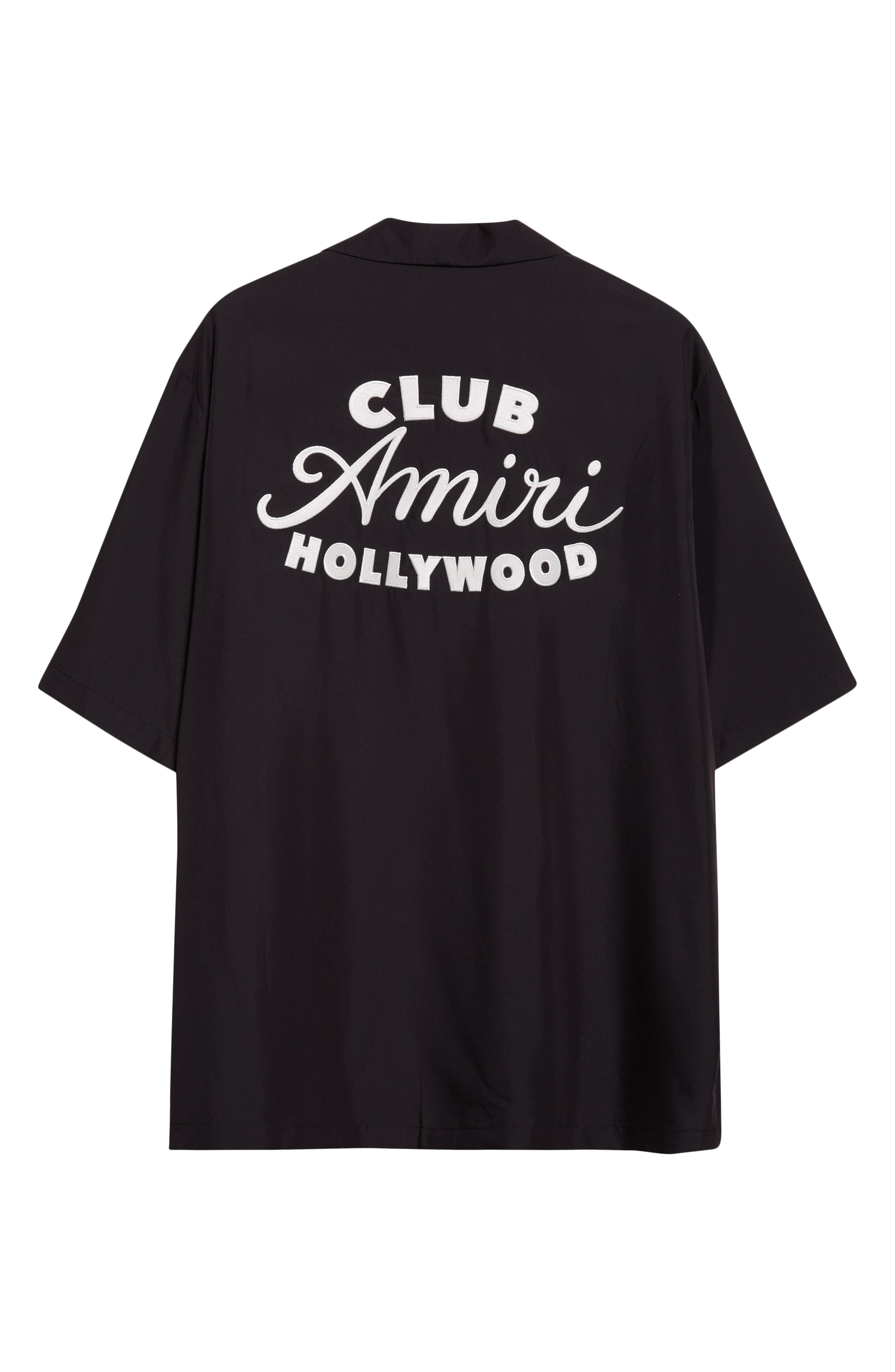 Club Amiri Embroidered Camp Shirt in Black at Nordstrom - 8