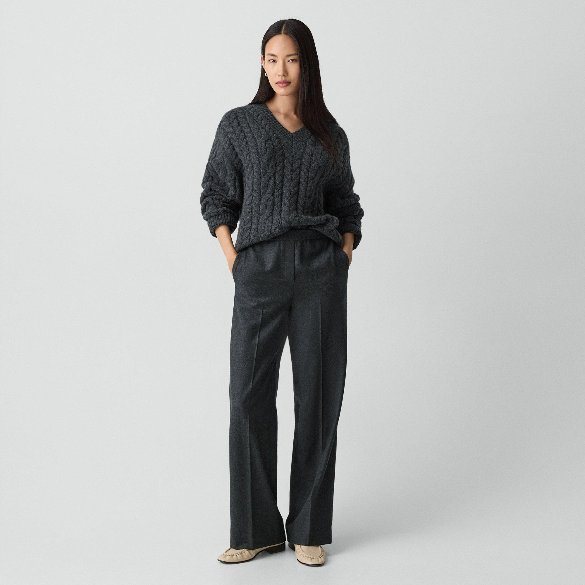 Wide-Leg Pull-On Pant in Sleek Flannel - 2