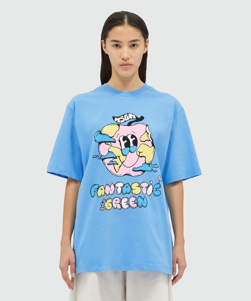 Organic cotton "Fantastic Green Burro Studio" light blue T-shirt 6