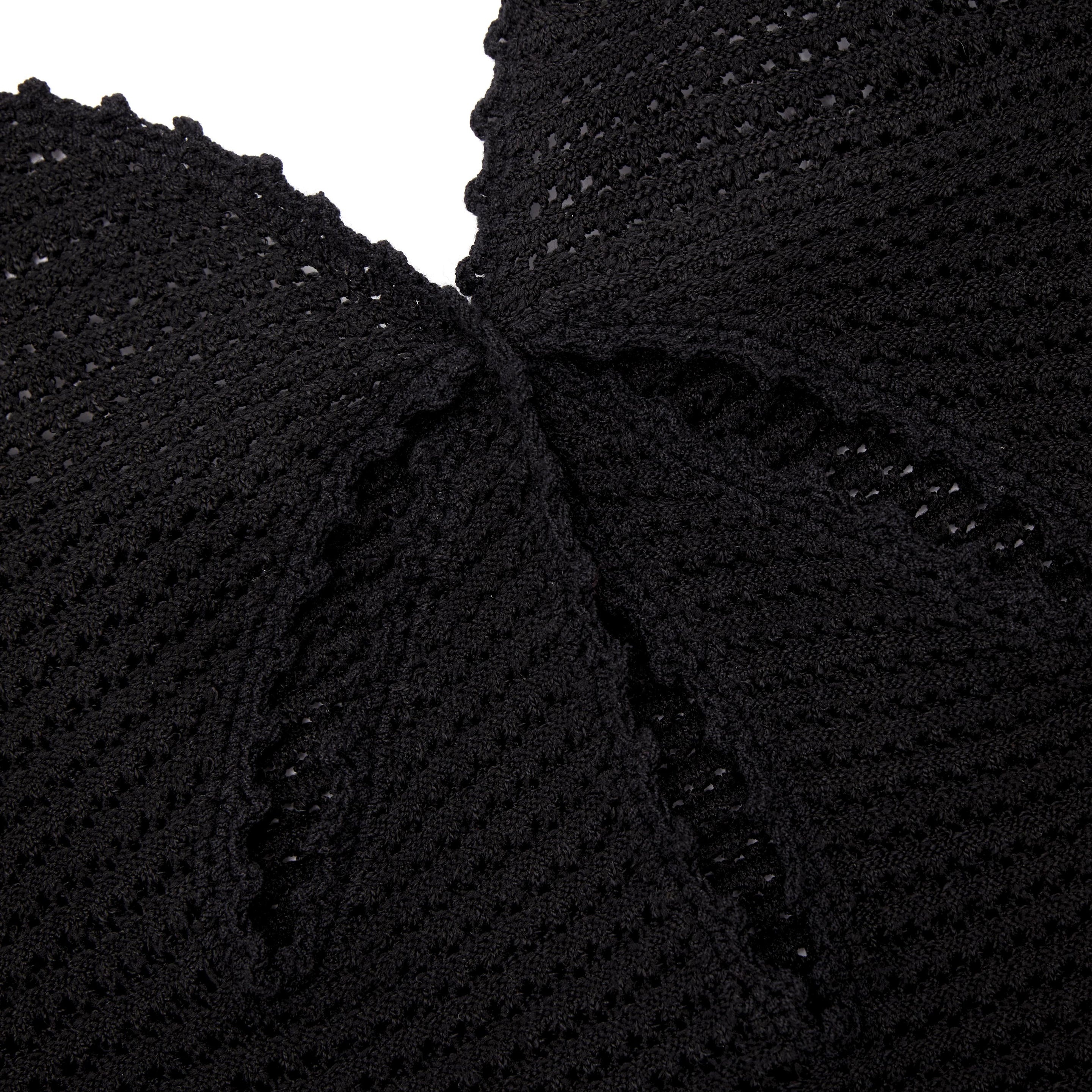 Black Crochet Cut Out Midi Dress - 5