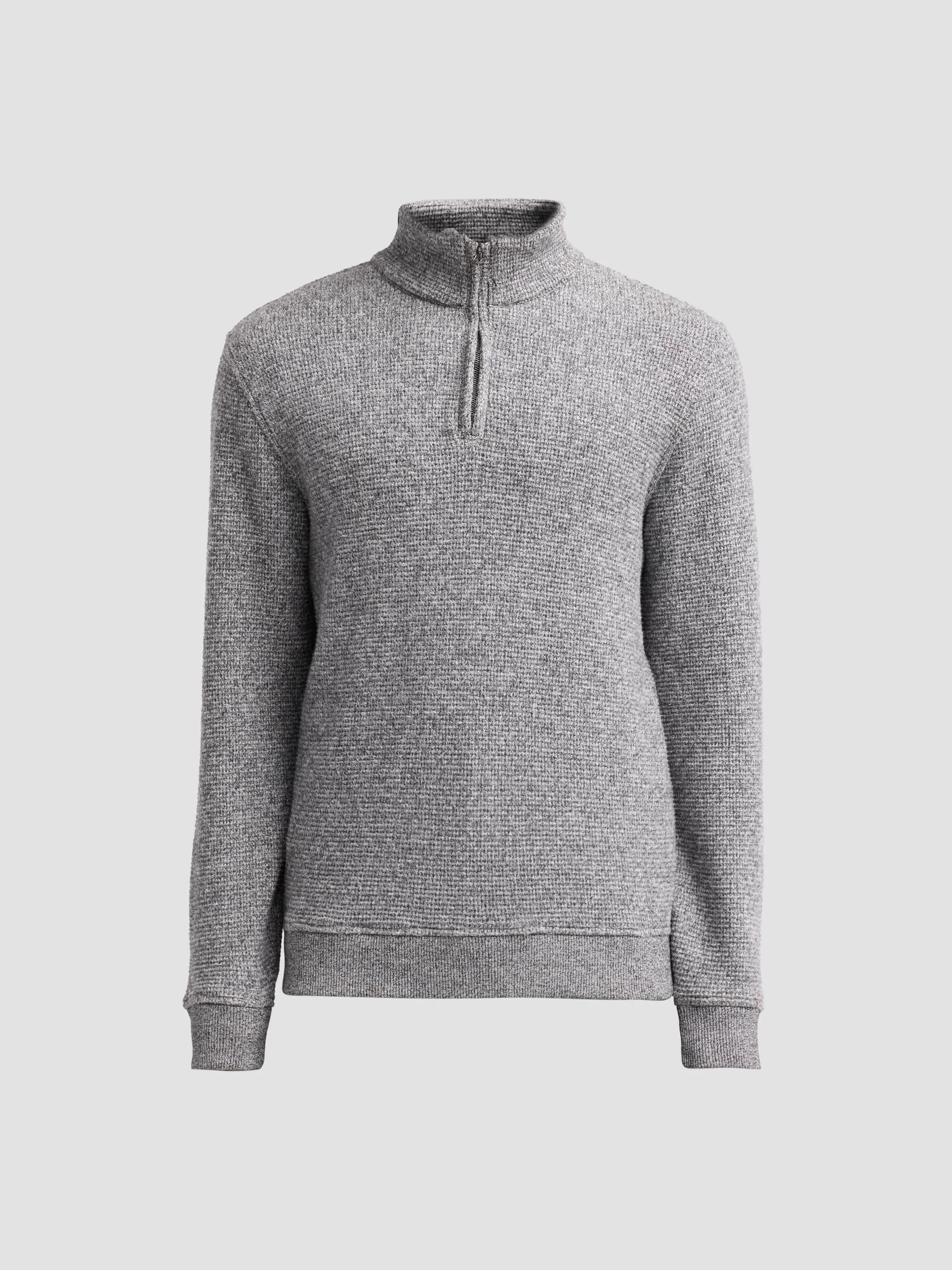 Men's Brushed Waffle Quarter-Zip Sweater - Heather Black - 1