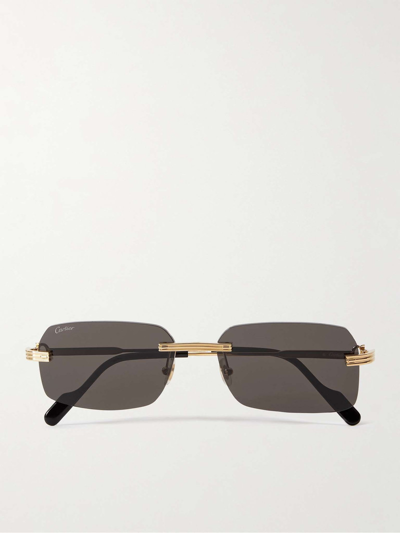 Rimless Rectangular-Frame Gold-Tone Sunglasses 1