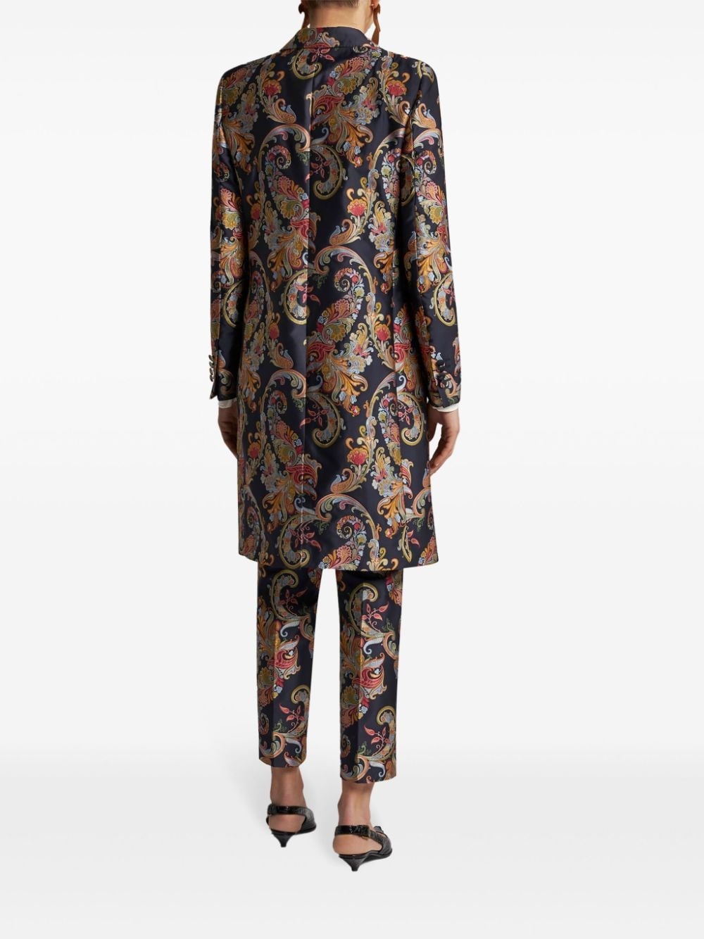 paisley-print jacquard coat - 3