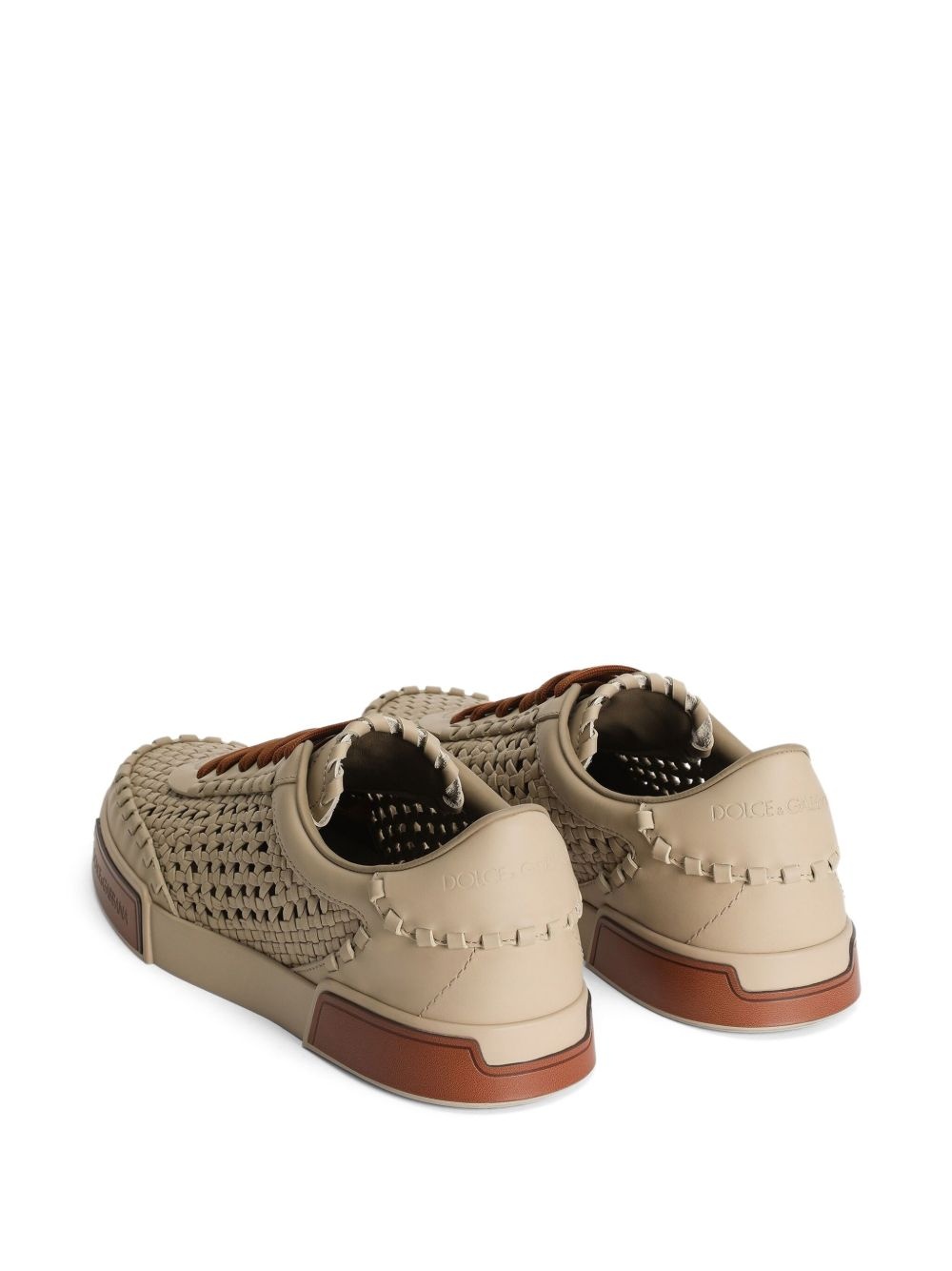 mesh-panelling leather sneakers - 3
