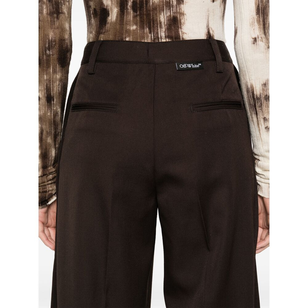 Off-White Brown Trousers - Palazzo Pants Women - 4