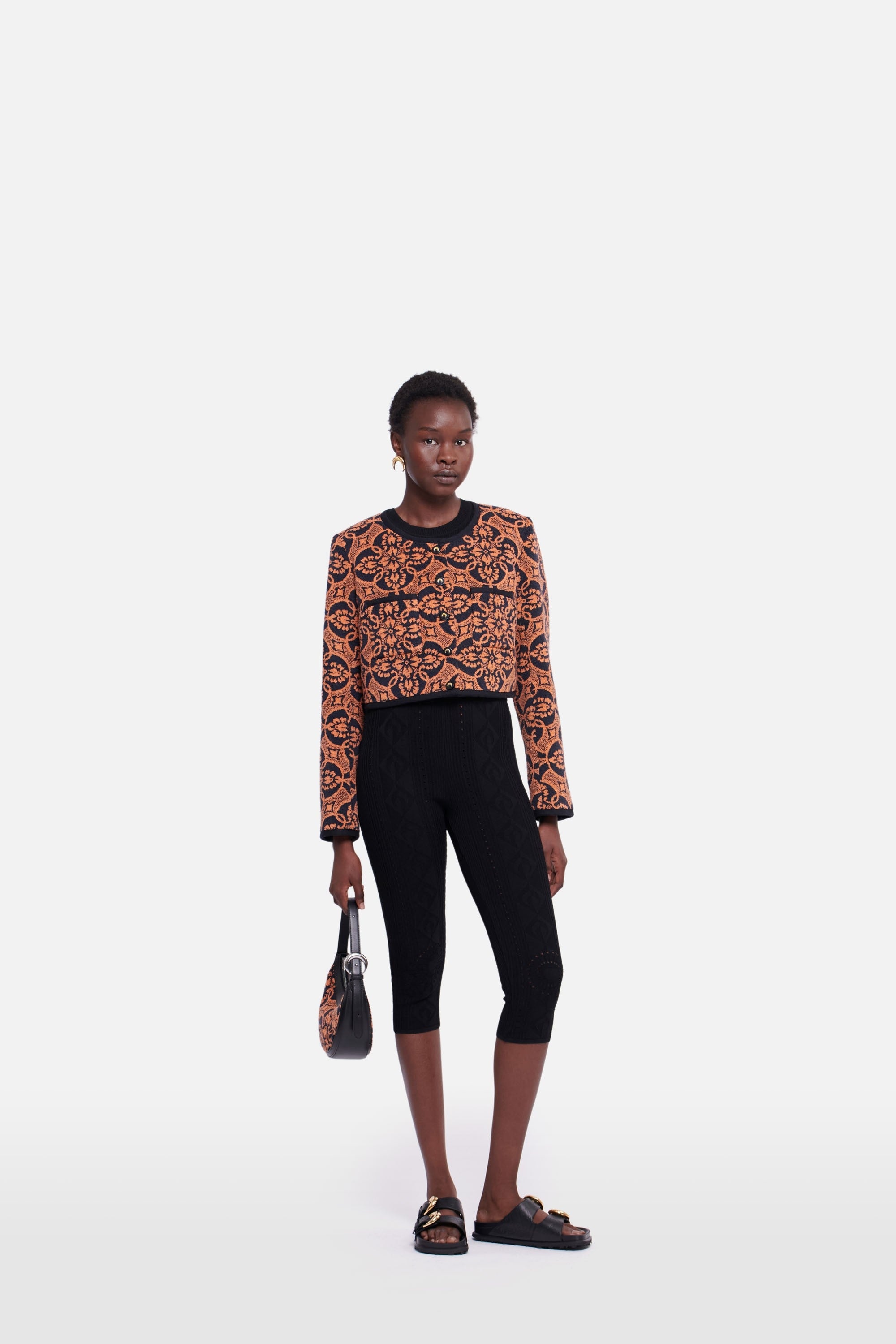 Pointelle Knitted Capri Pants - 5