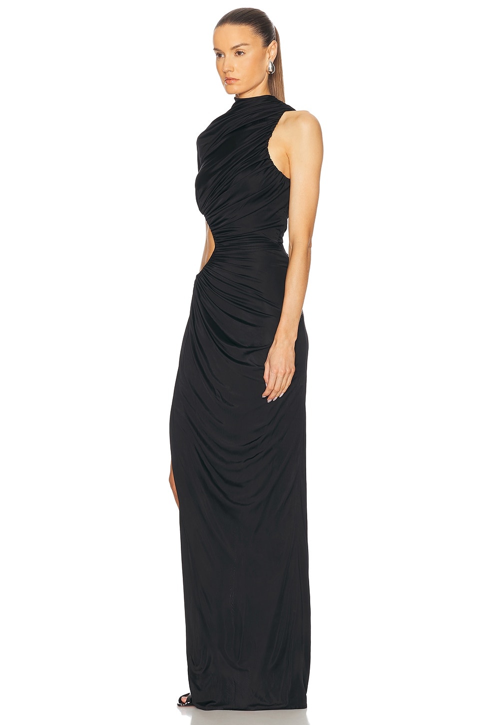 One Sleeve Ruched Cut Out Dress - 3