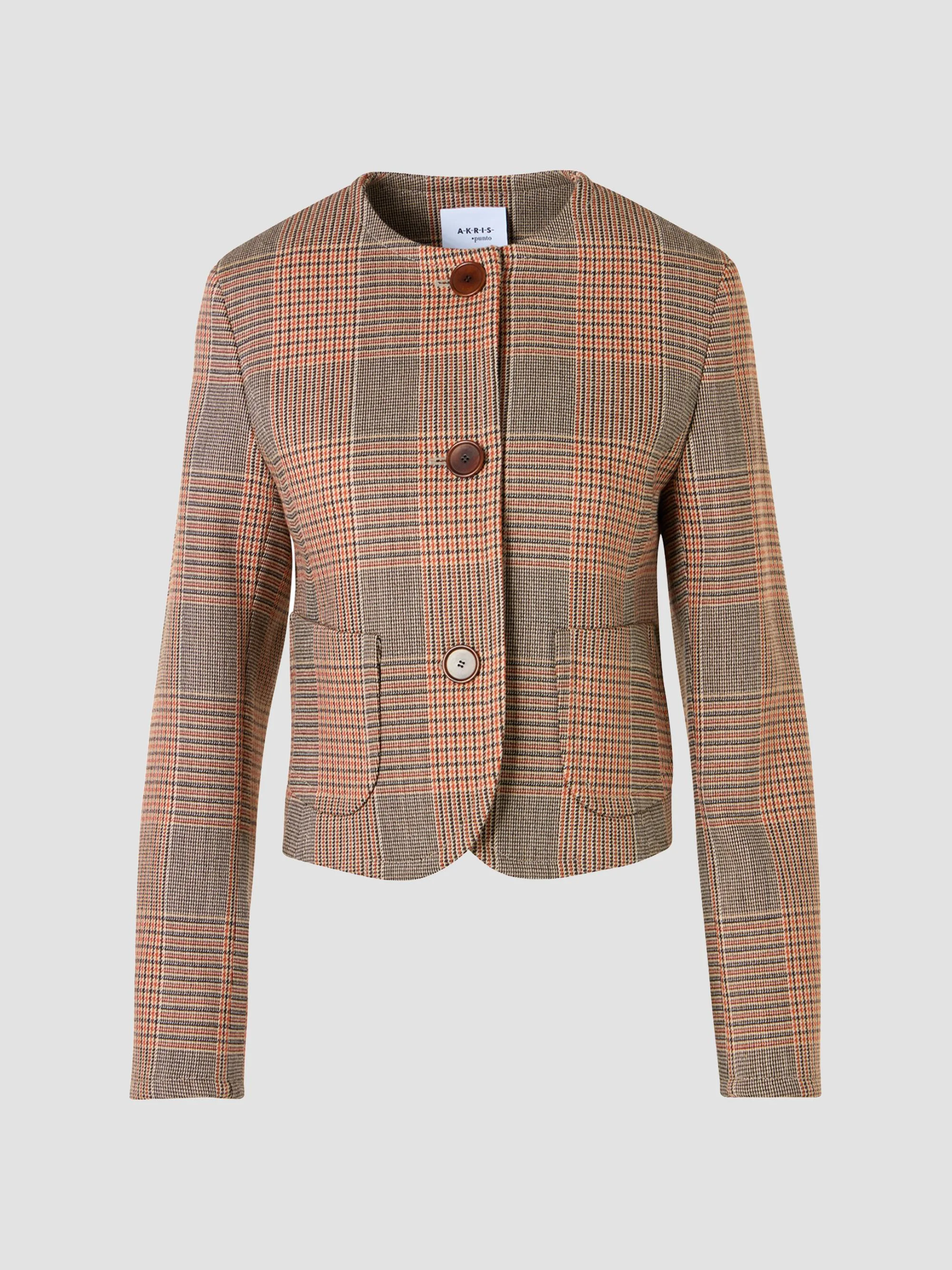 Women's Glen Check Virgin Wool-Blend Jacket - Beige Mocca Orange - 1