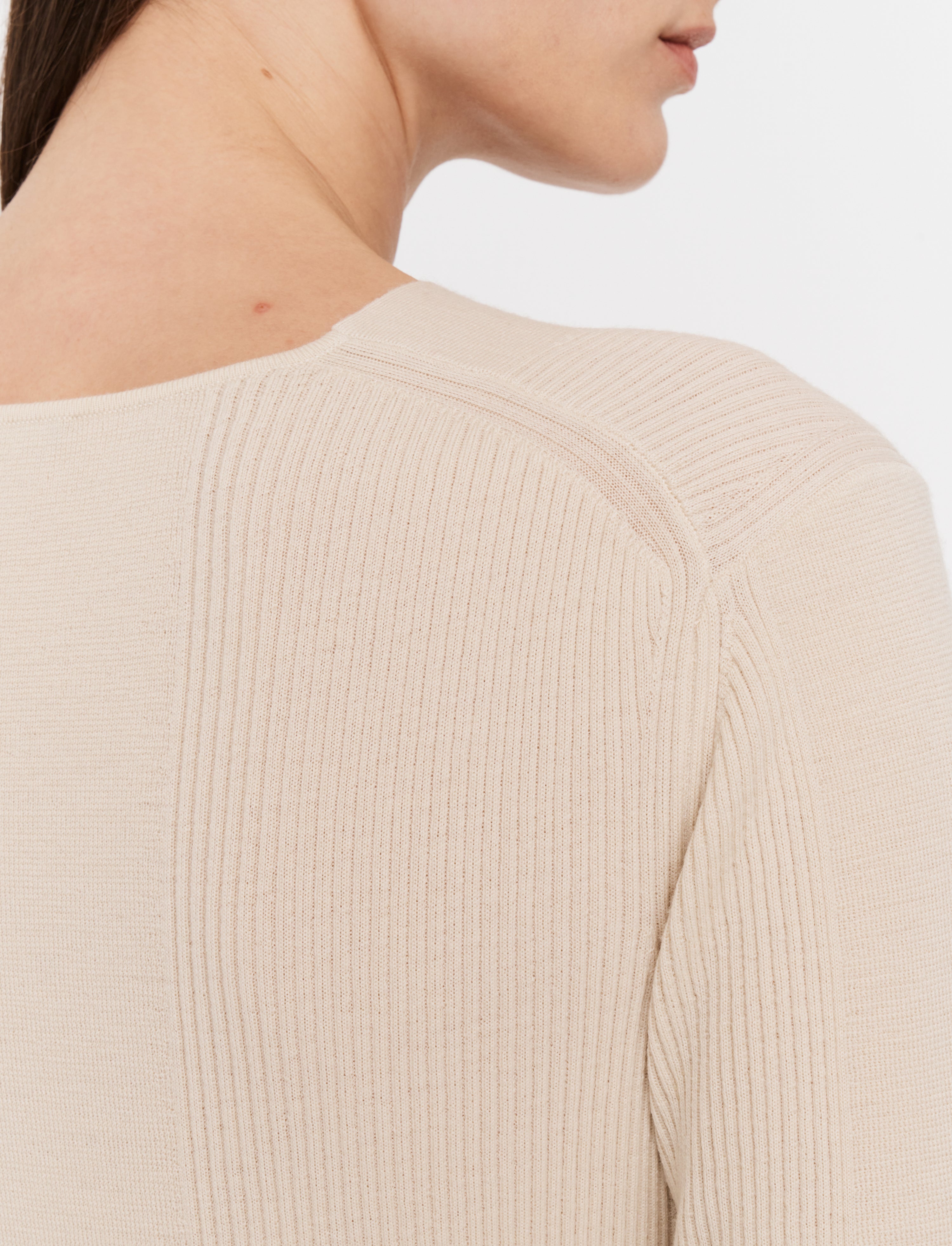 Fine Merino Rib V Neck Top - 6