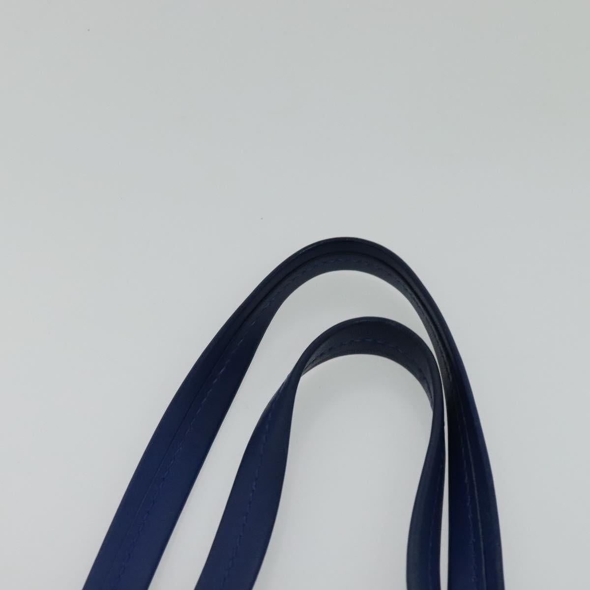 CELINE Vertical Cabas Hand Bag Leather Blue Brown - 8