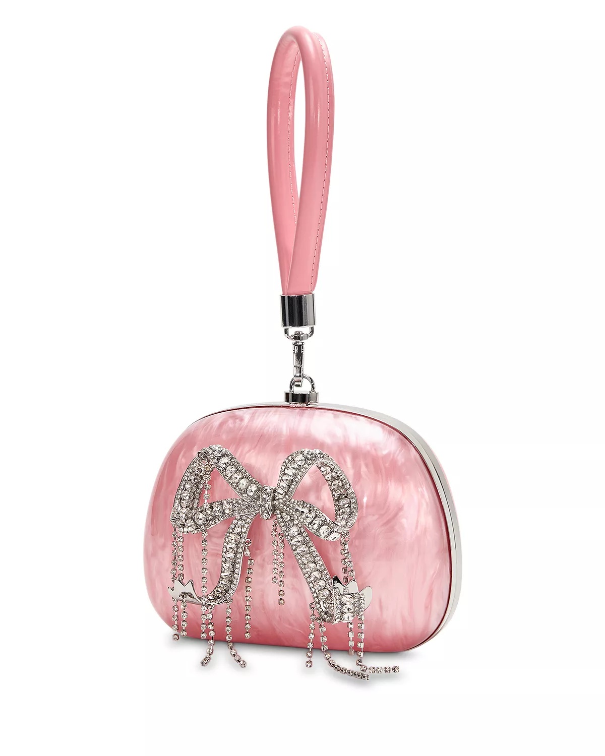 Pink Pearlescent Top Handle Clutch - 2