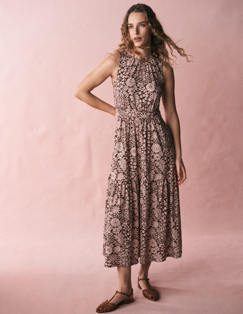 Camalie Jersey Maxi Dress-Raw Umber, Flowerbed Bloom 2