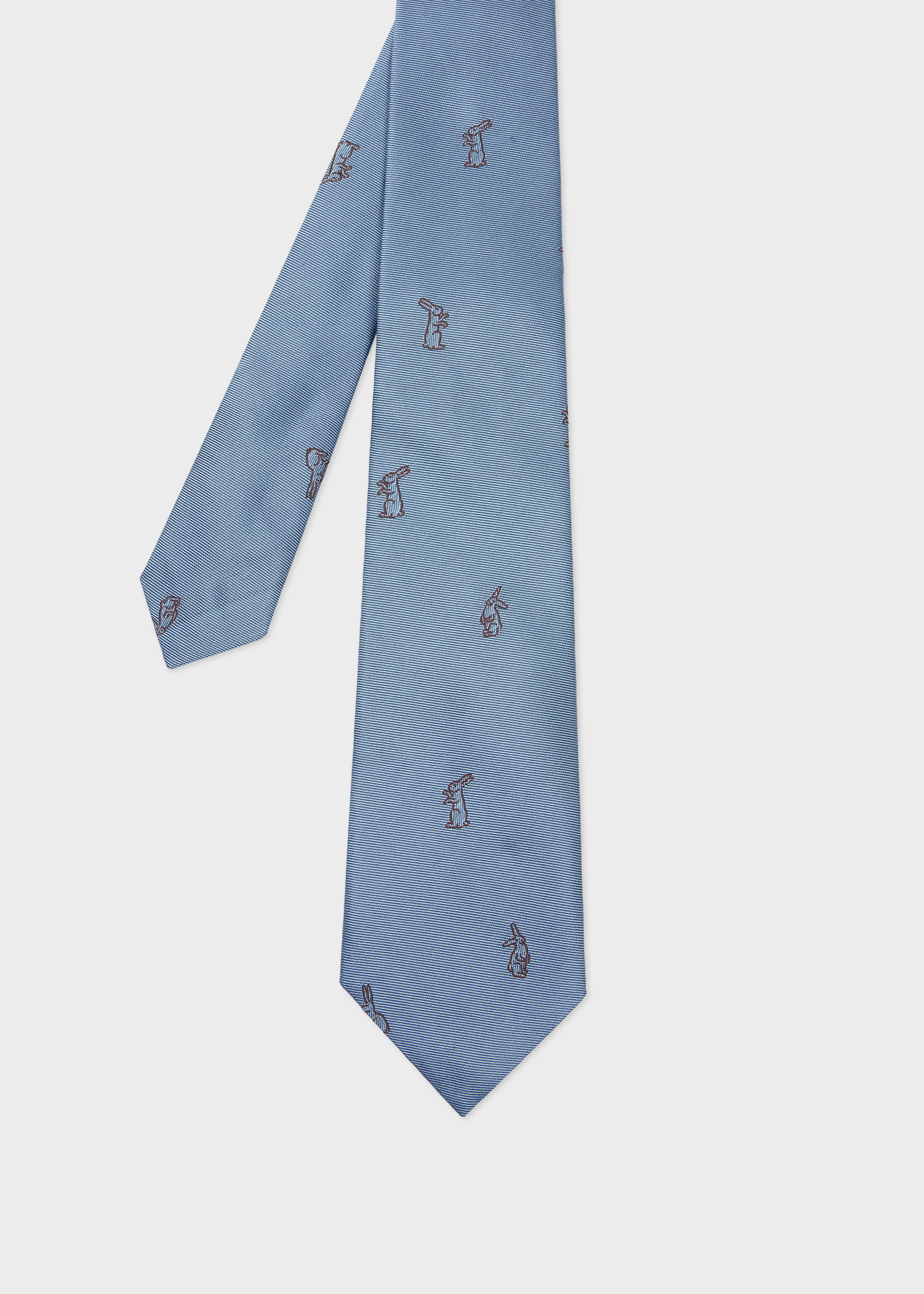 Pale Blue Silk 'Rabbit' Tie - 1