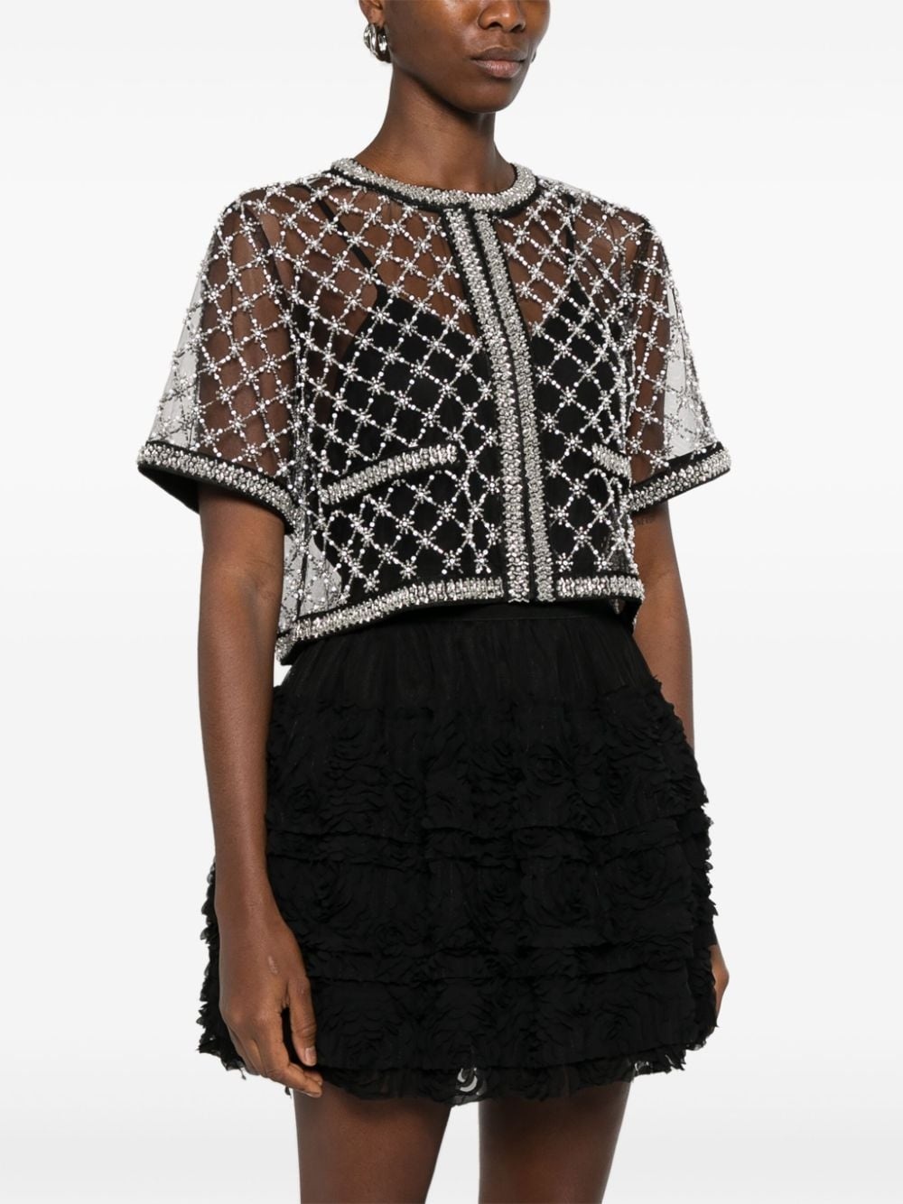 maje embroidered tulle top | REVERSIBLE