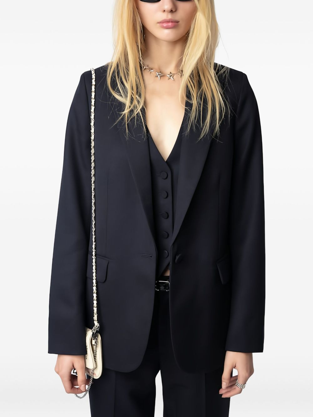 single-button wool blazer - 5