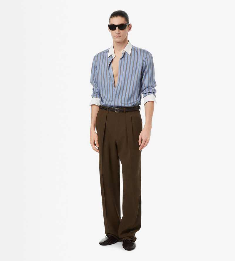 TOM FORD REGULAR STRIPE SILK JACQUARD CONTRAST FLUID FIT SHIRT outlook
