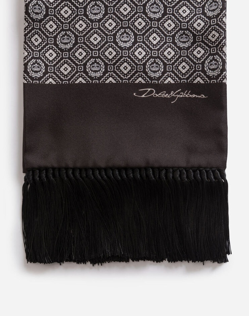 Dolce & Gabbana Silk jacquard scarf with fringing outlook