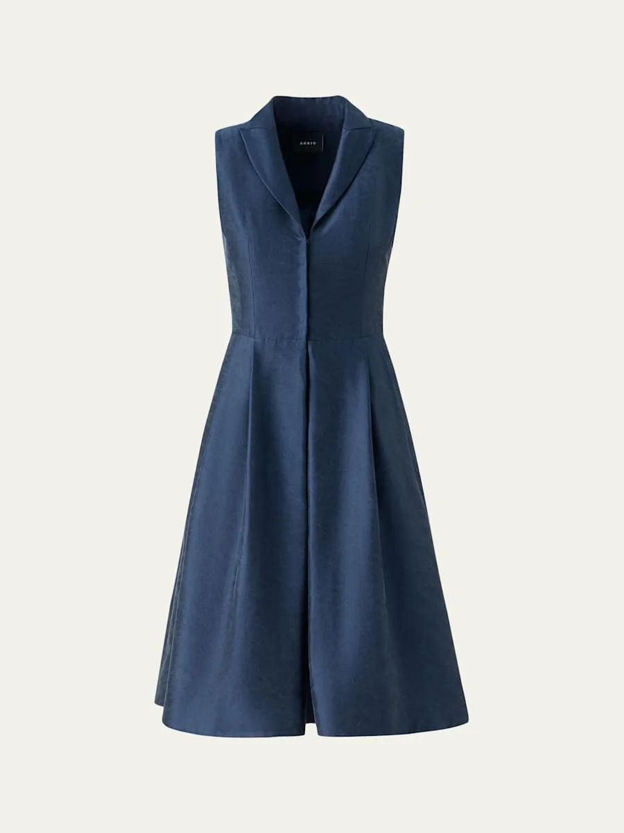 Sleeveless Silk Shantung Trench Dress - 1